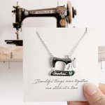 Personalisierte Geburtsstein und Geburt Blume Nähmaschine Halskette Geschenk für Mutter