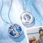 Custom Family Tree of Life with Initials Circle Embellished with Crystal Necklace for Women