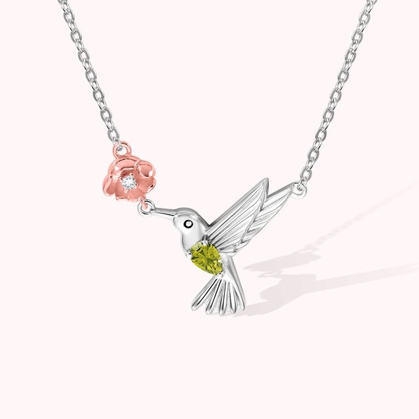 Hummingbird Birth Flower Birthstone Necklace