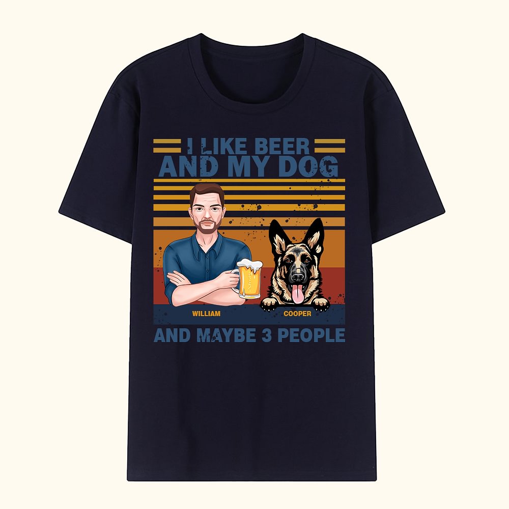 T-Shirt en Coton Unisexe Personnalisé avec Noms Motif Humain et Chien Cadeau pour Famille Amoureux de Chien