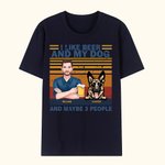 Personalized Unisex Cotton I Like Beer And My Dog T-Shirt with Names