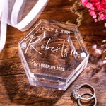Personalized Hexagonal Acrylic Engraved Ring Box for Wedding Ceremony Proposal