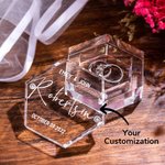 Personalized Hexagonal Acrylic Engraved Ring Box for Wedding Ceremony Proposal