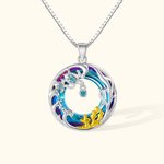 Personalisierte Sterling Silber Schildkröte Halskette mit Kristallen verziert