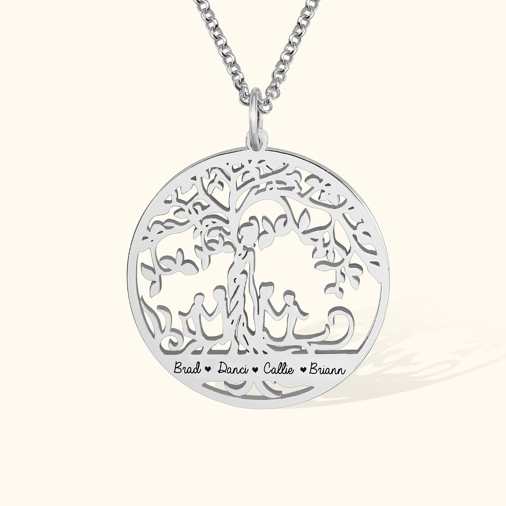 Arbre de vie personnalisé 1-11 Noms Collier de famille pour cadeau de fête des mères