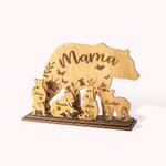 Set of 4 Personalized Mama Bear with Cubs Wood Desk Decor for Mom