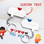Personalized Pixel Dialog Keychains for Couples and Game Lovers