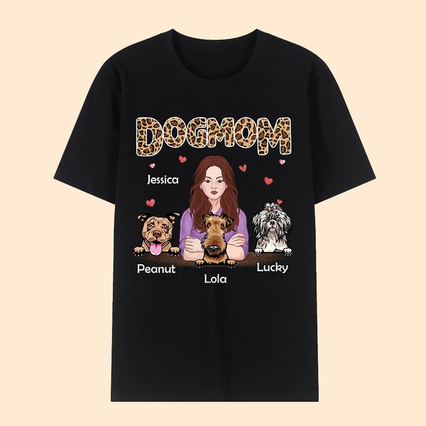Camiseta personalizada Mamá Perro de algodón con nombres