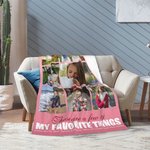 Gepersonaliseerde 9 foto's Collage My Favorite Things Fleece Deken met Namen Moederdag Verjaardagscadeau voor familie Vriendin