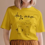 T-Shirt Personnalisé avec Motif Contour Oreilles de Chien Titre Dog Mom Cadeau pour Amoureux des Chiens
