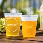 Personalised Set of 10 Disposable Frosted Plastic Cups with 12oz or 16oz for Bridal Shower Wedding Engagement Party Supplies