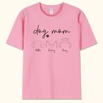 T-Shirt Personnalisé avec Motif Contour Oreilles de Chien Titre Dog Mom Cadeau pour Amoureux des Chiens