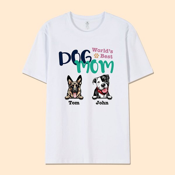Personalized Dog Mom Dad Cotton T-shirt Gift For Mother Father Dog Lovers
