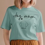 T-Shirt Personnalisé avec Motif Contour Oreilles de Chien Titre Dog Mom Cadeau pour Amoureux des Chiens