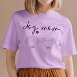 T-Shirt Personnalisé avec Motif Contour Oreilles de Chien Titre Dog Mom Cadeau pour Amoureux des Chiens