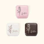 Henkilökohtainen Nahka Syntymä Kukka Travel korut laatikko nimi Portable korut tapauksessa naisten tytöt