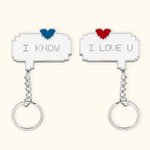 Personalized Pixel Dialog Keychains for Couples and Game Lovers