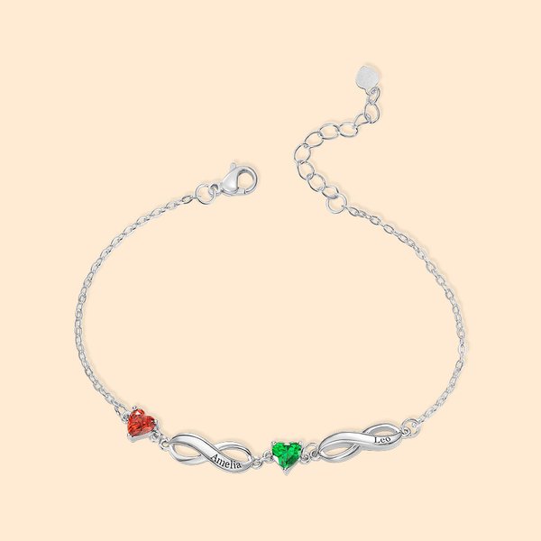 Birthstone & Name Infinity Bracelet for Mother