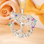 Personalized Family Tree of Life Necklace with Birthstones Gift for Mother