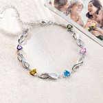 Personalised Birthstone and Name Infinity Bracelet Gift for Mother
