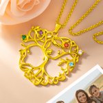 Personalized Family Tree of Life Necklace with Birthstones Gift for Mother