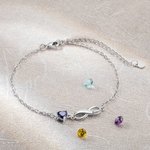 Personalised Birthstone and Name Infinity Bracelet Gift for Mother