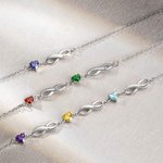 Personalised Birthstone and Name Infinity Bracelet Gift for Mother
