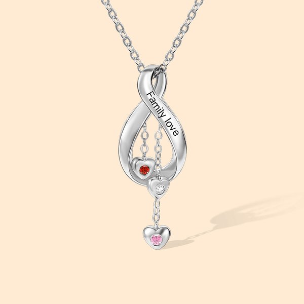 Personalized Family Birthstones Infinity Necklace for Mother's Day Jewelry Gifts