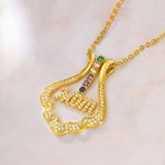 Collier Porte-Bague Personnalisé avec 1-6 Pierres de Naissance Cadeau Fête Anniversaire pour Maman Femme