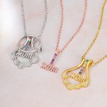 Collier Porte-Bague Personnalisé avec 1-6 Pierres de Naissance Cadeau Fête Anniversaire pour Maman Femme