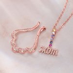 Collier Porte-Bague Personnalisé avec 1-6 Pierres de Naissance Cadeau Fête Anniversaire pour Maman Femme