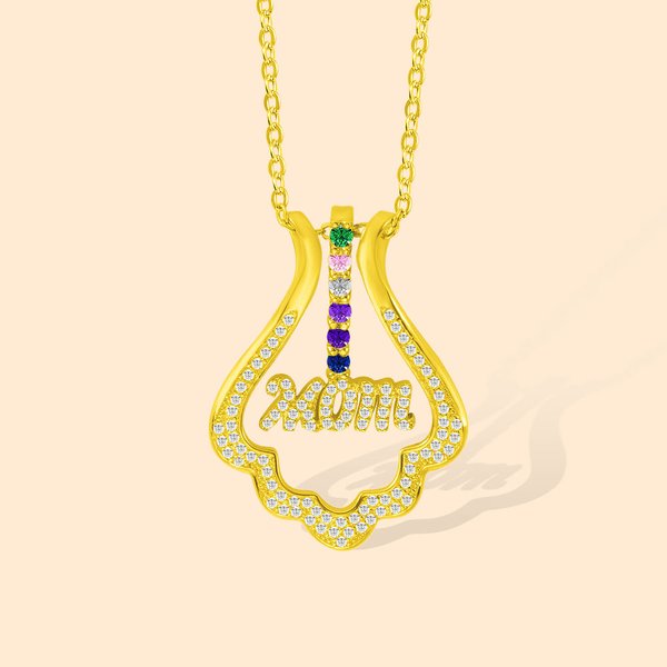 Henkilökohtainen 1-6 syntymäkivet Ring Holder Äiti kaulakoru äitienpäivälahja