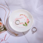 Personalized Birth Flower Floral Ring Jewelry Dish Gift for Her