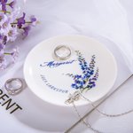 Personalized Birth Flower Floral Ring Jewelry Dish Gift for Her