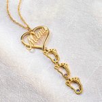 Collier Personnalisé avec Prénom 1-8 Pieds Bébé Inscrutés Pierres de Naissance Cadeau Fête des Mères pour Maman
