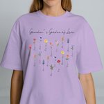 Personalized Family Watercolor Birth Flowers T-shirt Birthday Gift for Grandma