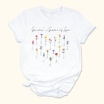 Personalized Family Watercolor Birth Flowers T-shirt Birthday Gift for Grandma