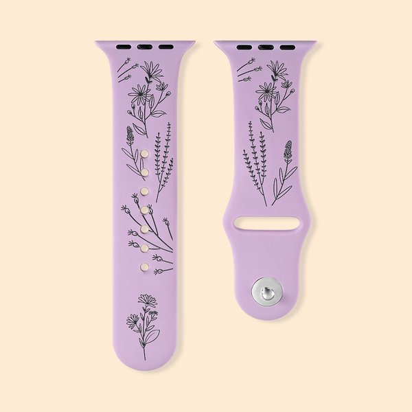 Personalisierte Silikon Wildblume Laser gedruckt Apple Watch Band