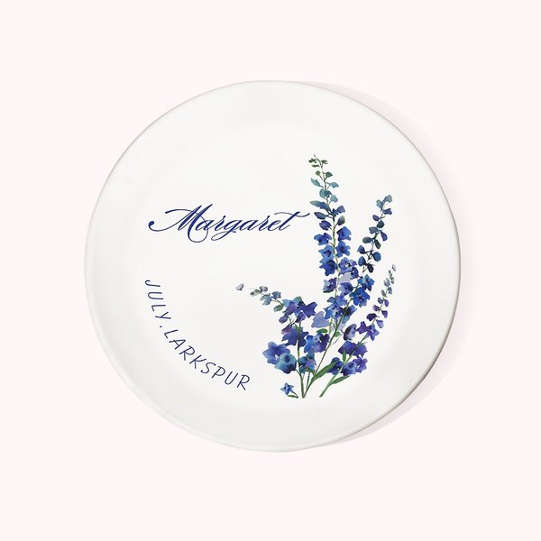 Birth Flower Floral Ring Jewelry Dish