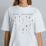 Personalized Family Watercolor Birth Flowers T-shirt Birthday Gift for Grandma