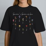 Personalized Family Watercolor Birth Flowers T-shirt Birthday Gift for Grandma