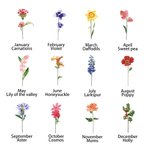 Personalized Family Watercolor Birth Flowers T-shirt Birthday Gift for Grandma