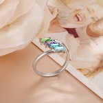 Anillo familiar apilable personalizado con piedras de nacimiento talla esmeralda para regalar el Día de la Madre