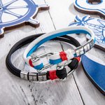 Personalised Nautical Bead Minimalist Rope Bracelet with Anchor Buckle and Engraved 1-15 Family Names Father's Day Birthday Gift for Men