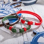 Personalised Nautical Bead Minimalist Rope Bracelet with Anchor Buckle and Engraved 1-15 Family Names Father's Day Birthday Gift for Men