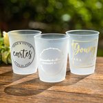 Personalised Set of 10 Disposable Frosted Plastic Cups with 12oz or 16oz for Bridal Shower Wedding Engagement Party Supplies