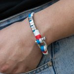 Personalised Nautical Bead Minimalist Rope Bracelet with Anchor Buckle and Engraved 1-15 Family Names Father's Day Birthday Gift for Men