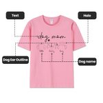 T-Shirt Personnalisé avec Motif Contour Oreilles de Chien Titre Dog Mom Cadeau pour Amoureux des Chiens