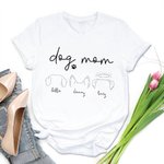 T-Shirt Personnalisé avec Motif Contour Oreilles de Chien Titre Dog Mom Cadeau pour Amoureux des Chiens