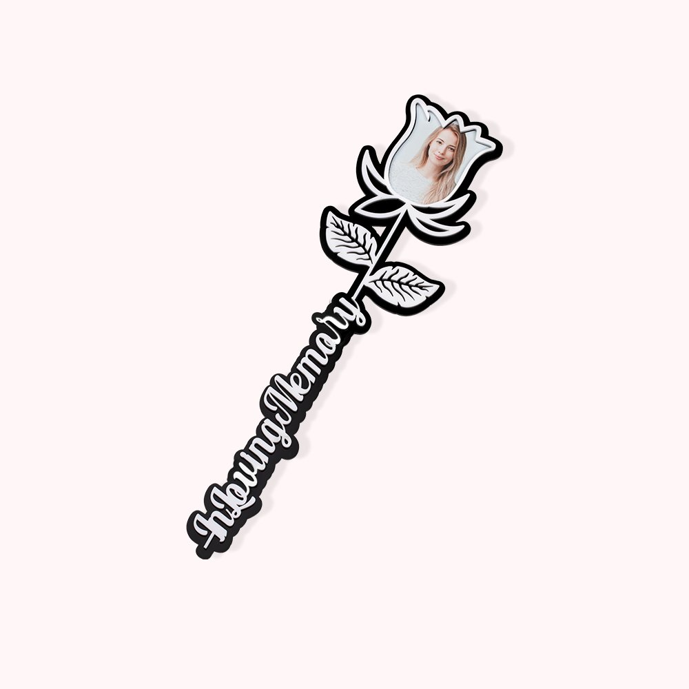 Signe de rose en acrylique personnalisé avec photo Cadeau commémoratif